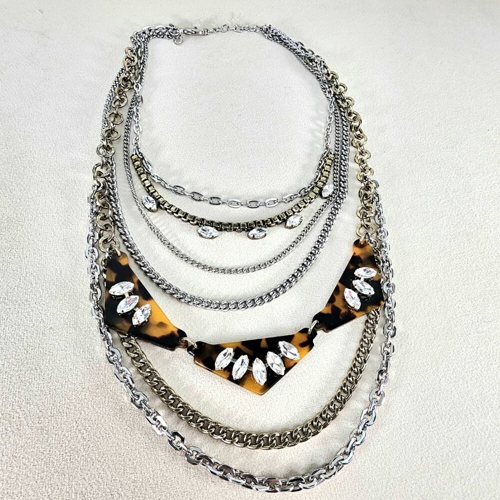 Express Multi-Strand Tortoise & Rhinestone Geomet… - image 5